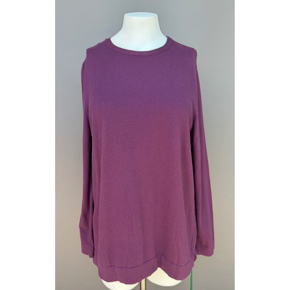 J Jill Sweater Large Purple Cotton Blend Long Sleeve Knit Pullover Capsule Cozy